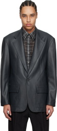 Carter Young Navy Single Breasted Leather Blazer
