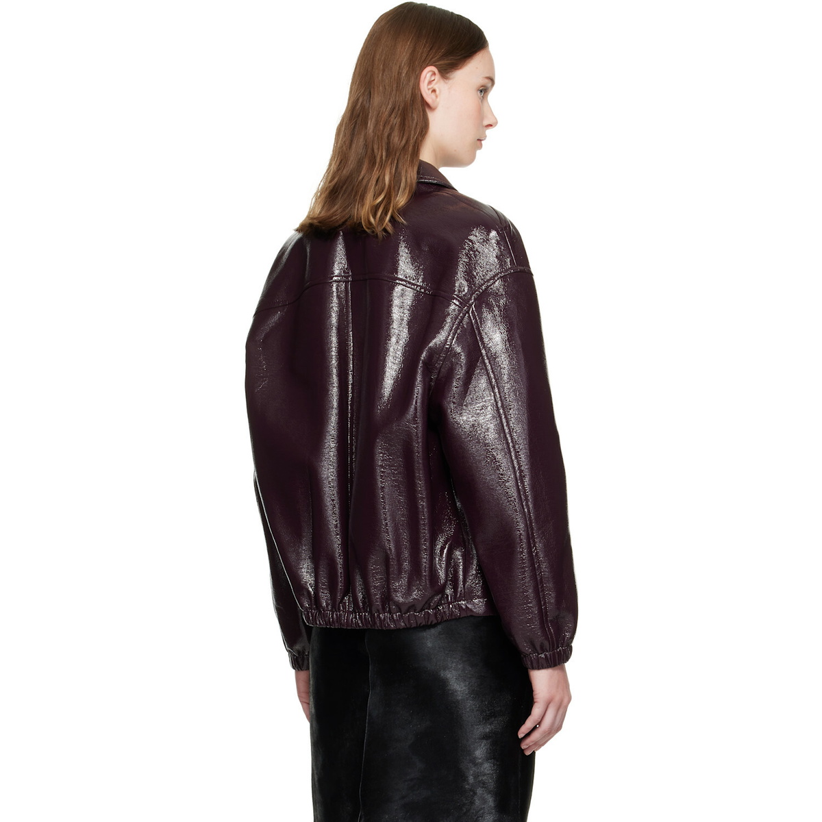 Courrèges Burgundy Vinyl Bomber Jacket