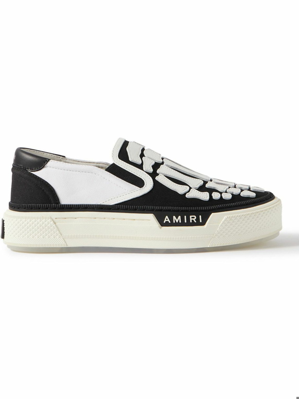Photo: AMIRI - Cutout Leather-Trimmed Canvas Loafers - Black