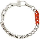 Heron Preston Silver & Orange Dip Dye Multichain Necklace