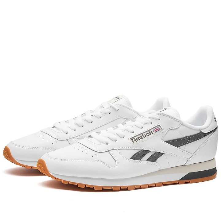 Photo: Reebok Men's Classic Leather Sneakers in White/Pure Grey 7/Vintage Chalk