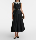 Self-Portrait Belted peplum taffeta midi dress
