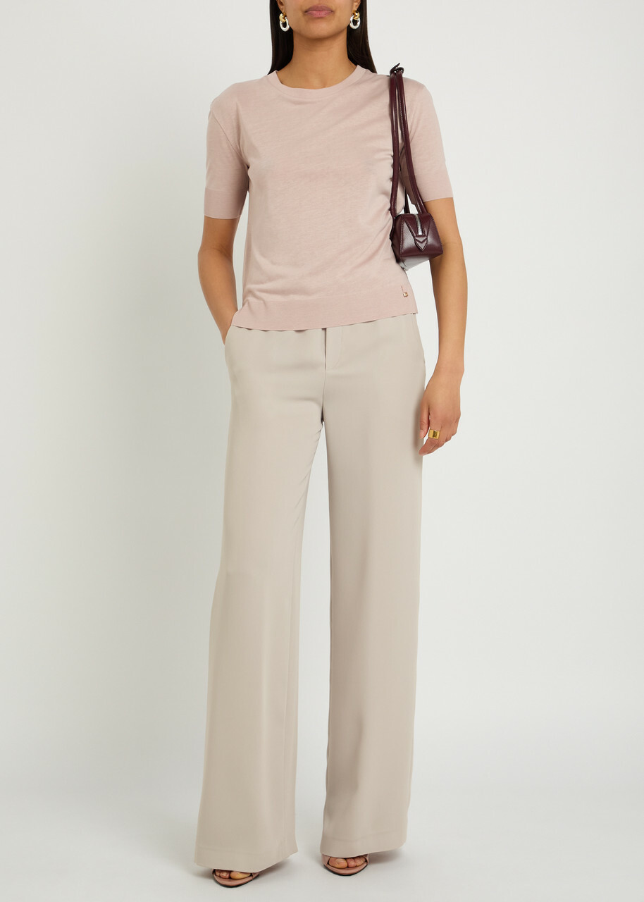 Herno Wide-leg Satin-crepe Trousers Cream