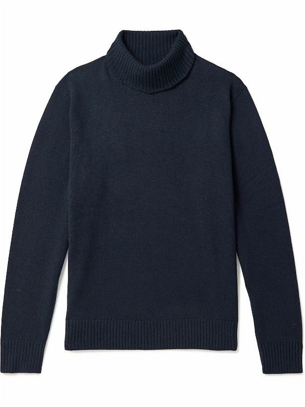 Photo: Peter Millar - Merino Wool and Cashmere-Blend Rollneck Sweater - Blue