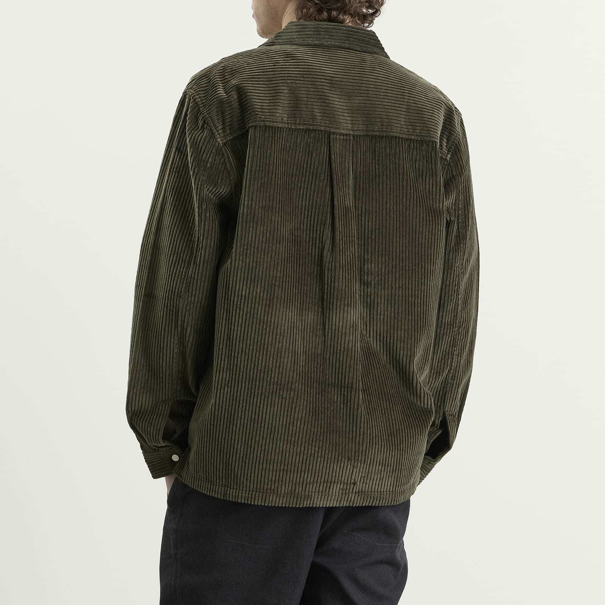 Folk Men's Patch Overshirt in Deep Sage Chunky Cord
