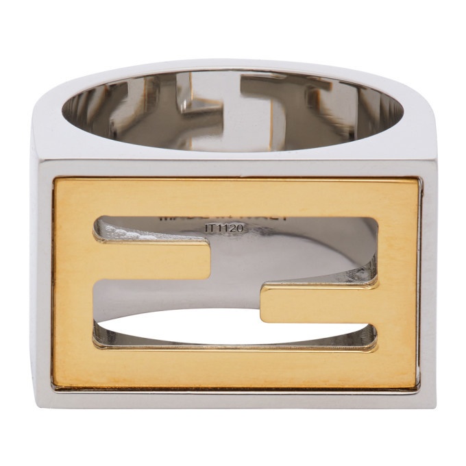 Photo: Fendi Silver and Gold Forever Fendi Signet Ring