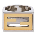 Fendi Silver and Gold Forever Fendi Signet Ring