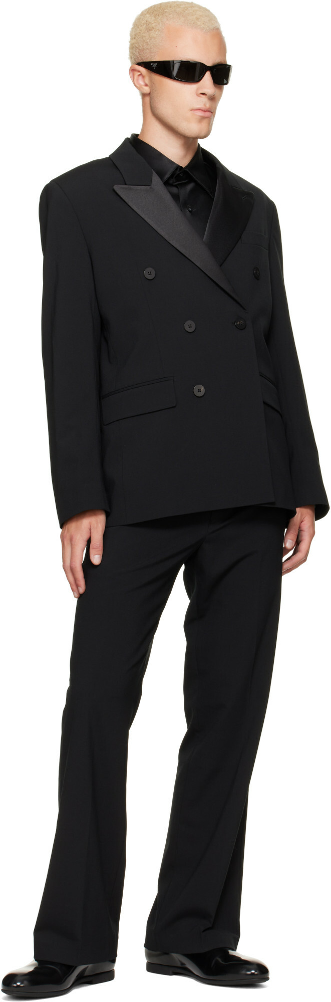 Ernest W. Baker Black Six Button Double Breasted Blazer