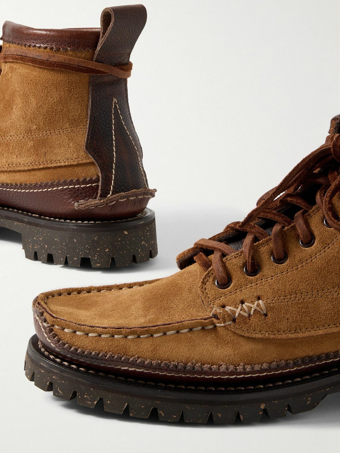 Yuketen - Angler Leather-Trimmed Suede Ankle Boots - Brown