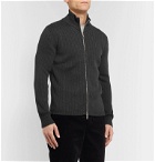 Officine Generale - Ribbed Merino Wool Zip-Up Sweater - Gray