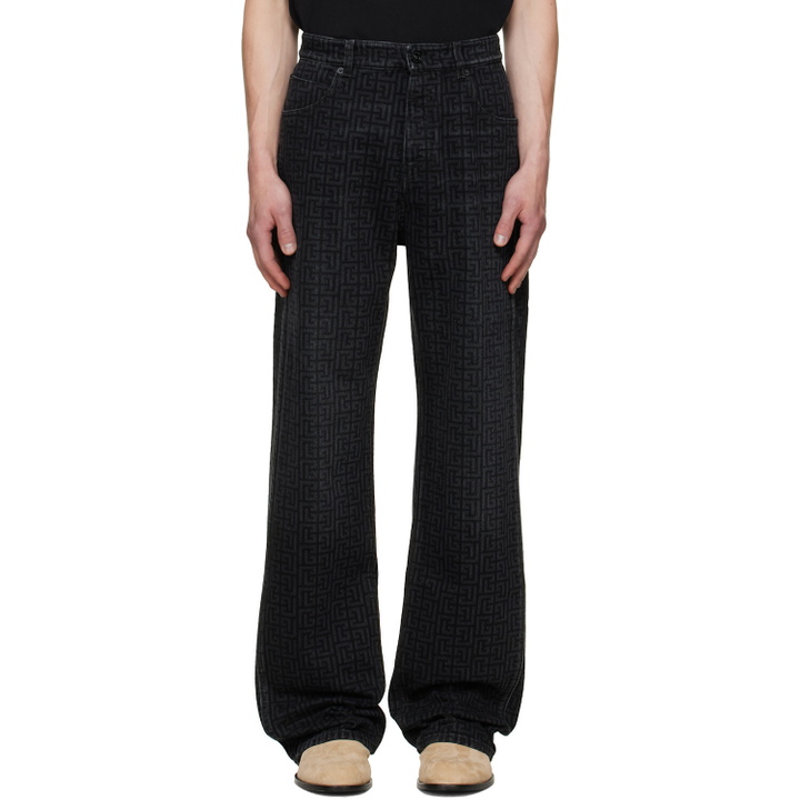 Photo: BALMAIN Black Monogram Loose Jeans
