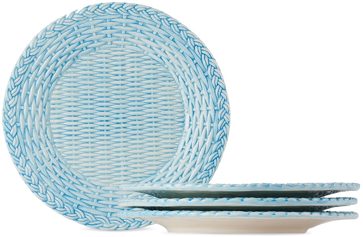 Photo: Les-Ottomans Blue Wicker Side Plate Set, 4 pcs