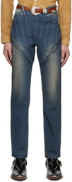 Juntae Kim Blue Corset Jeans