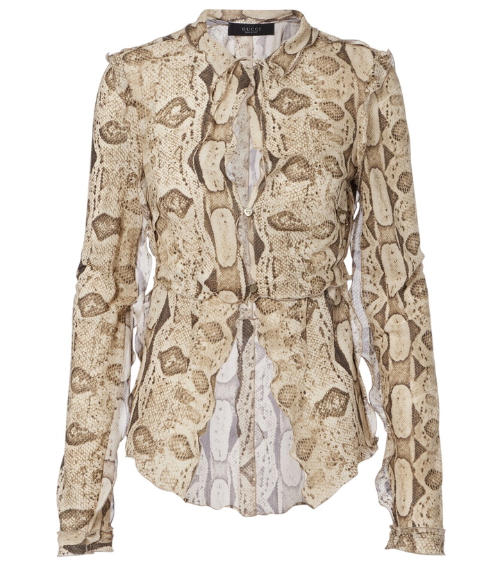 Photo: Gucci Snake-print silk blouse
