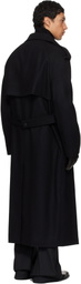 Courrèges Black Oblique Wool Trench Coat