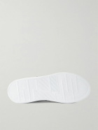 Kiton - Suede-Trimmed Embroidered Logo-Print Leather Sneakers - White