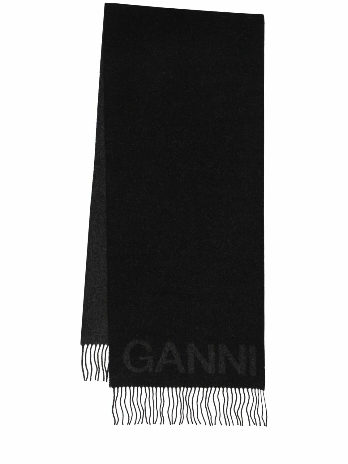 GANNI Fringed Wool Scarf GANNI