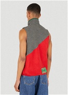 (DI)Construct Fleece Split Sleeveless Top in Red