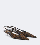 Saint Laurent Secret leopard-print slingback pumps