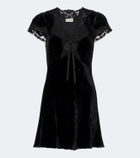Rixo Lacie lace-trimmed velvet minidress