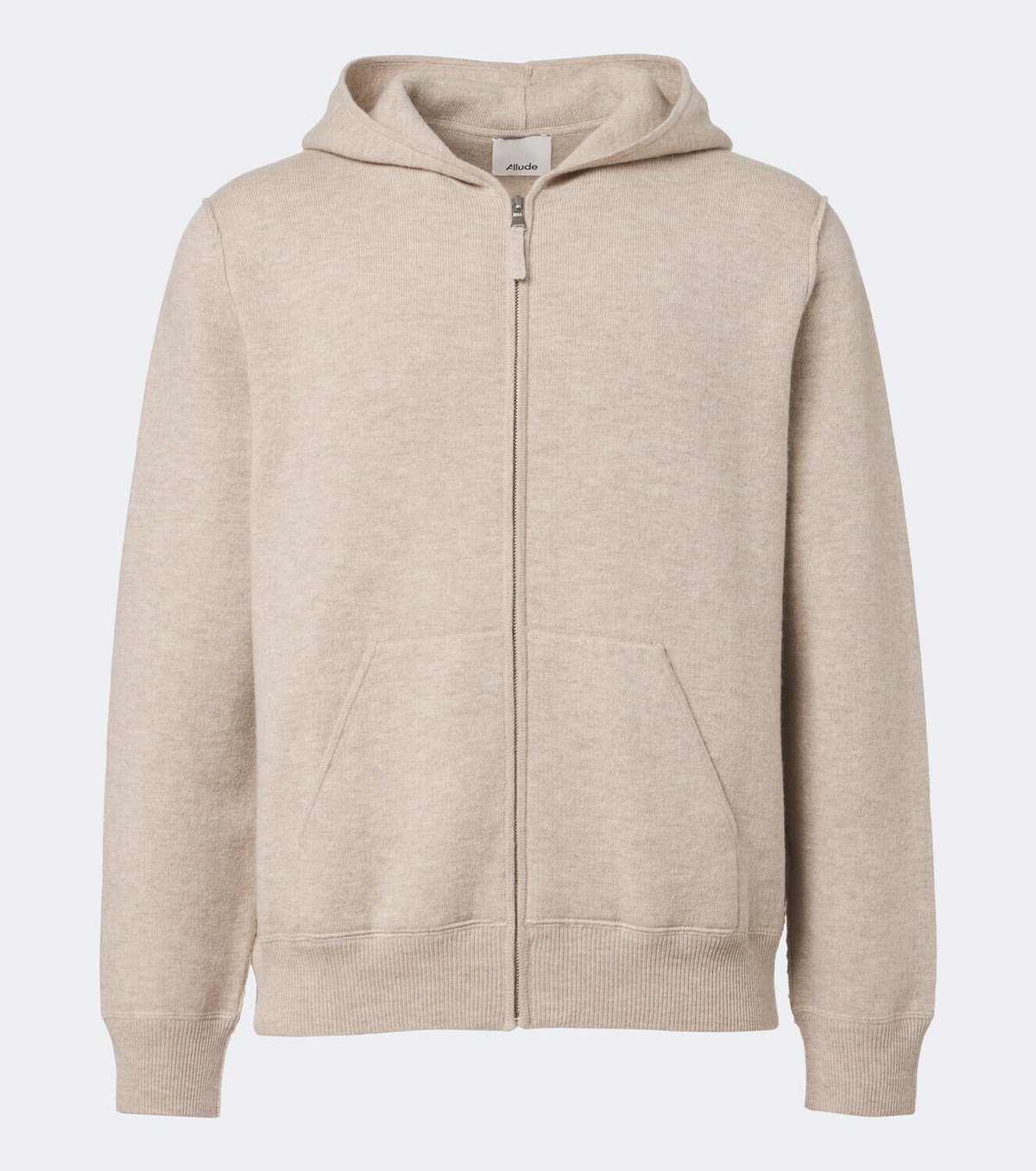 Allude Knitted wool and cashmere zip-up hoodie