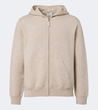 Allude Knitted wool and cashmere zip-up hoodie