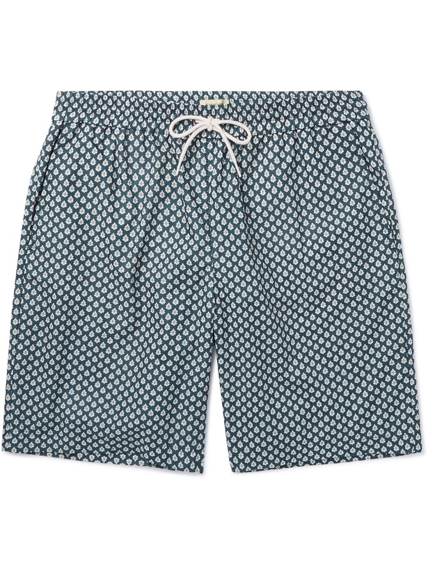 Photo: DE BONNE FACTURE - Easy Printed Cotton-Voile Drawstring Shorts - Blue - IT 50