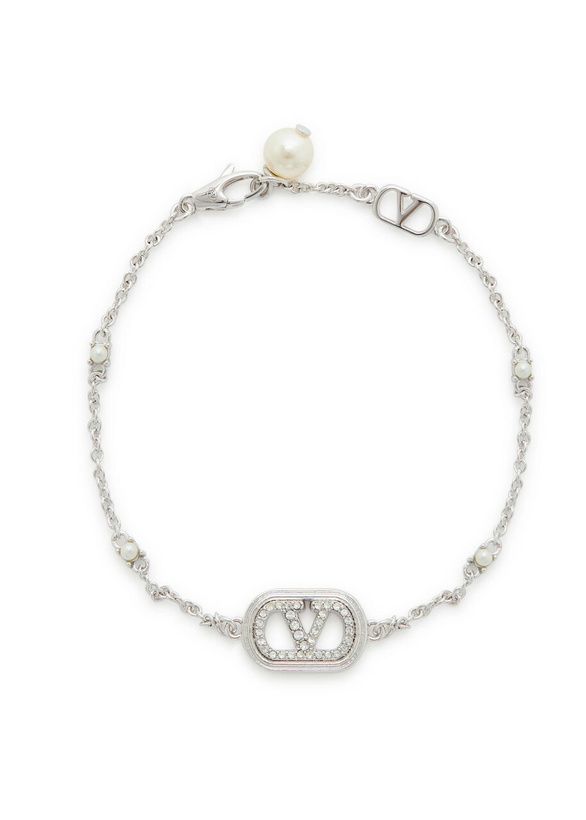 Photo: Valentino Garavani Vlogo Embellished Chain Bracelet Silver