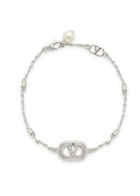 Valentino Garavani Vlogo Embellished Chain Bracelet Silver