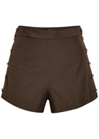 Vivienne Westwood Elle Button Detail Pinstripe Cotton Shorts Khaki