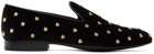 Versace Black Velvet Medusa Stud Loafers