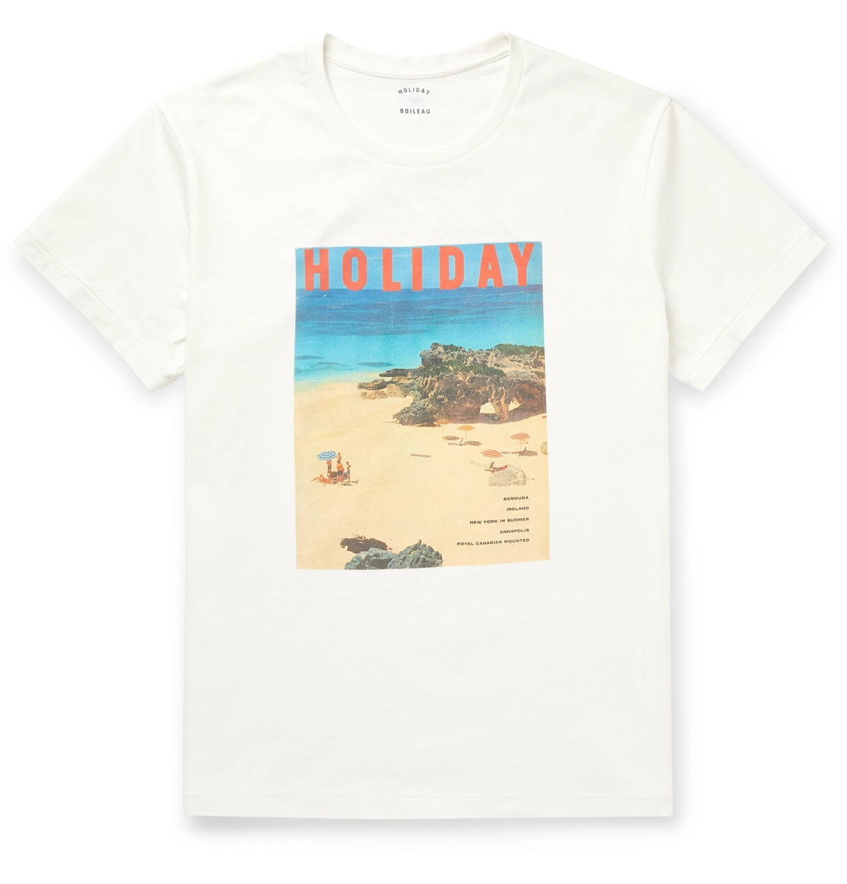Photo: Holiday Boileau - Slim-Fit Printed Cotton-Jersey T-Shirt - White