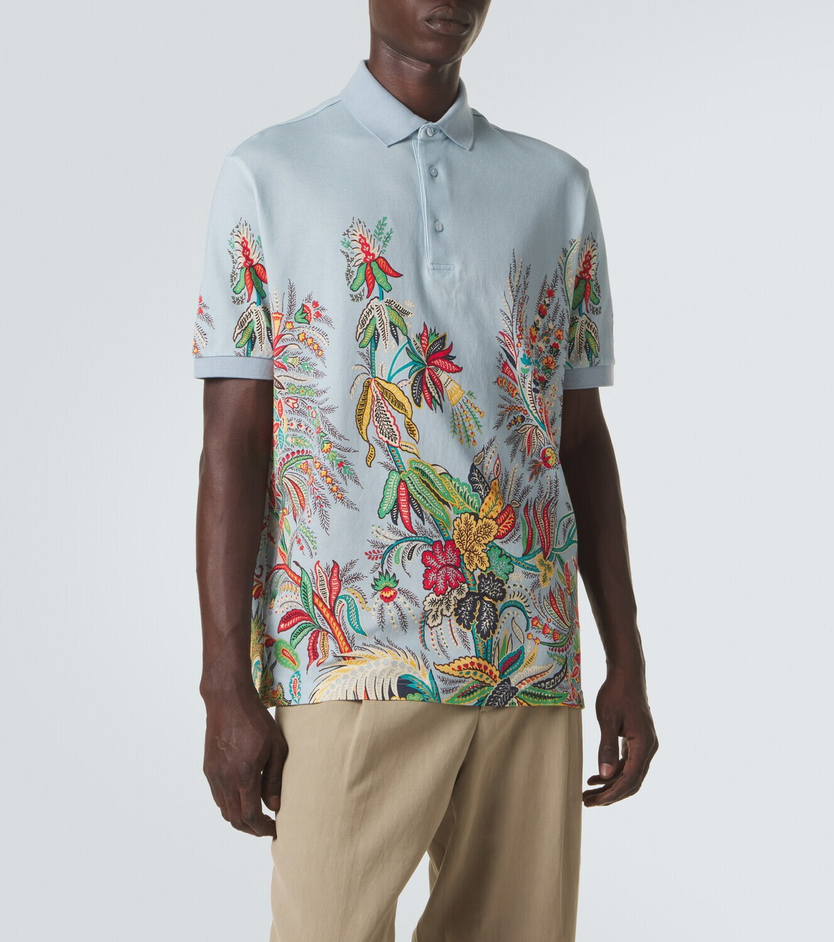 Etro Printed cotton piqué polo shirt
