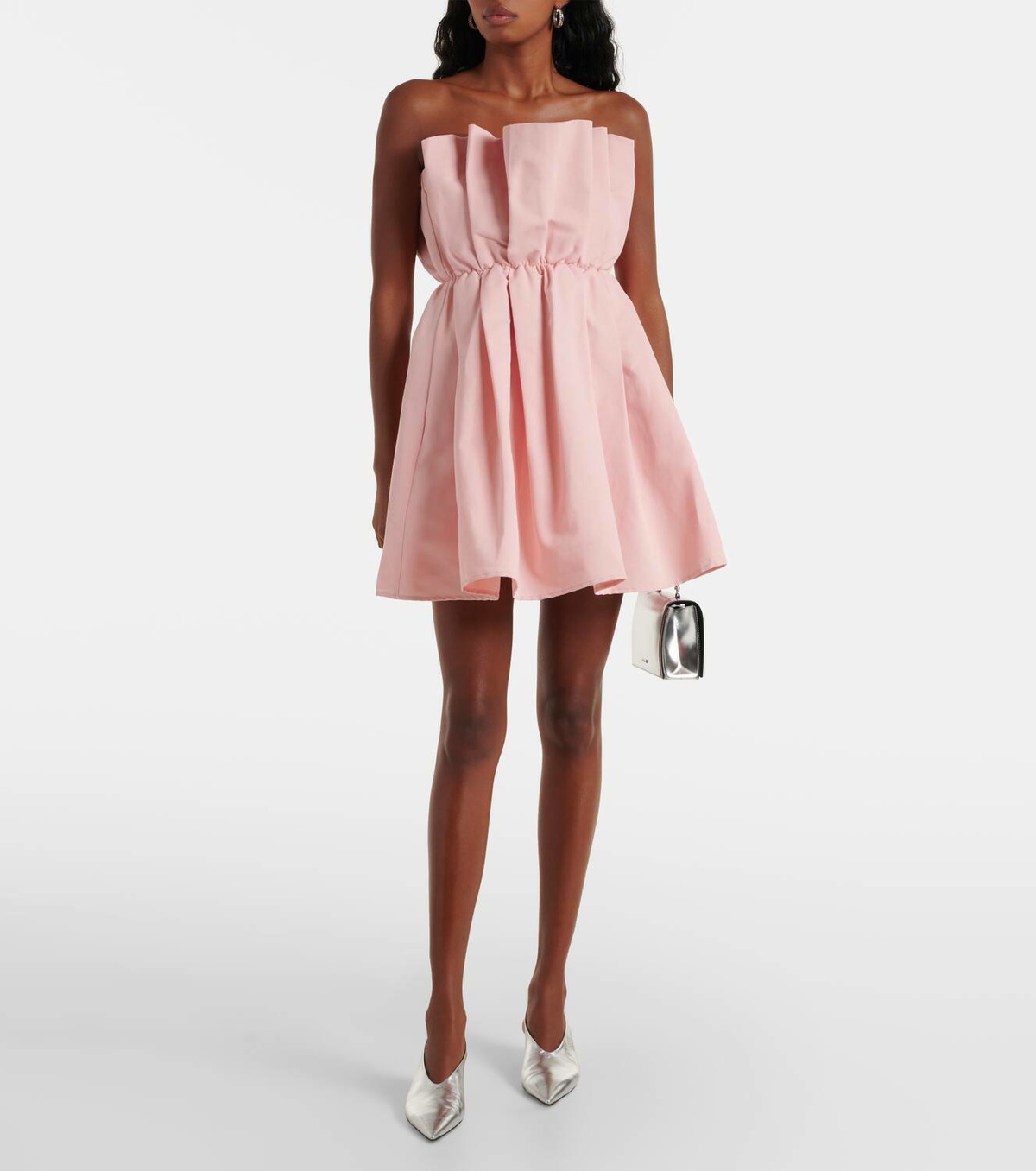 Staud Cordelia pleated cotton-blend minidress Staud