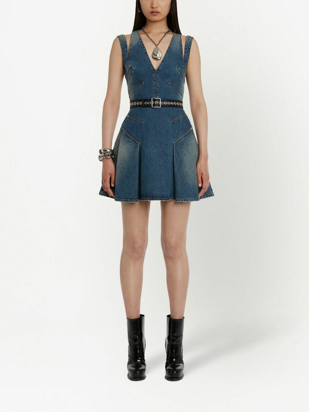 alexander mcqueen denim dress Asymmetric - - Women Trust Alexander McQueen to bring a sense of romance to a denim dress ALEXANDER McQUEEN A/W 2010 Patchwork