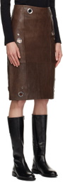 Saks Potts Brown Ania Leather Midi Skirt