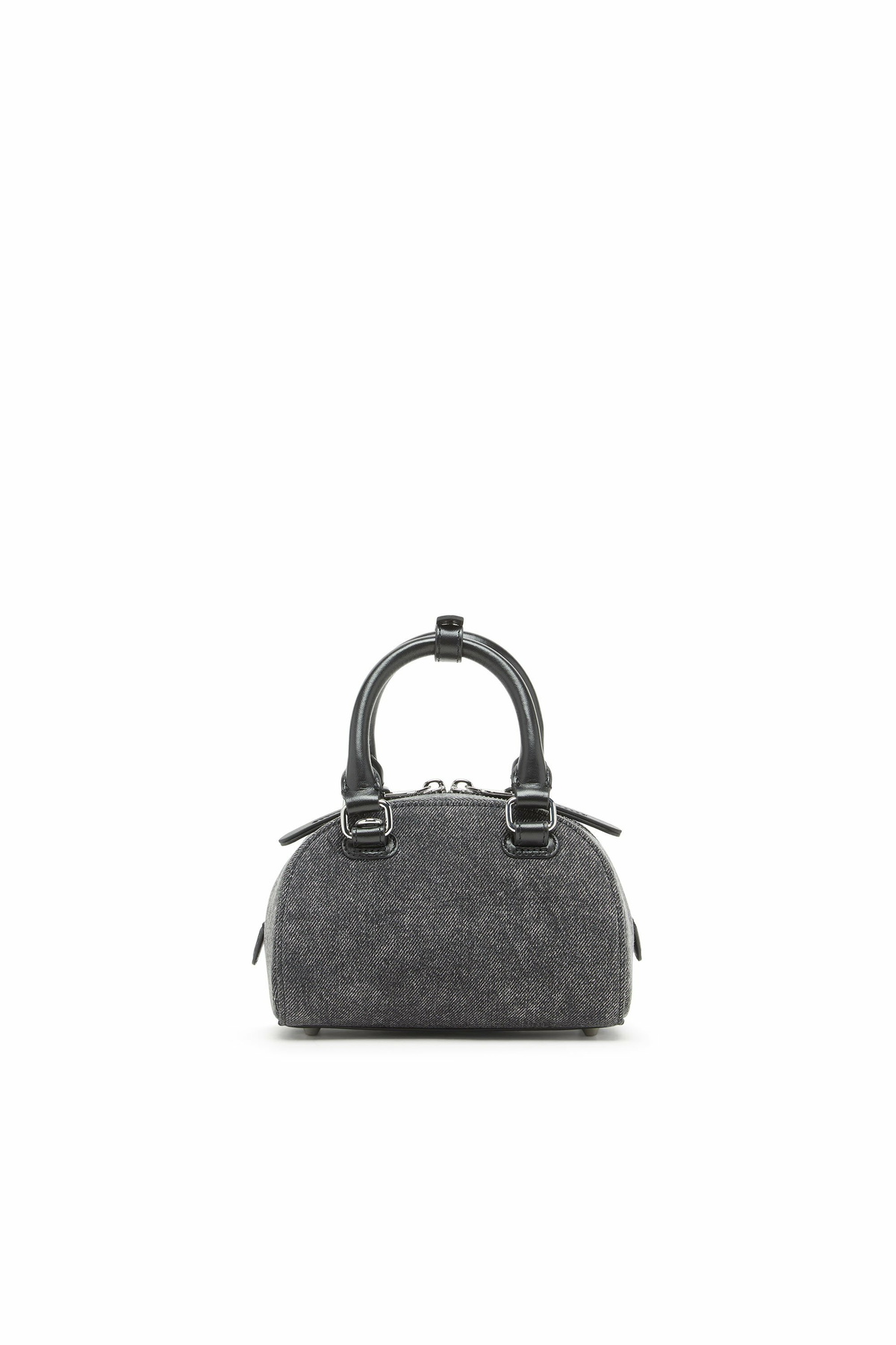 Diesel 1DR Dome-Mini bowling bag in washed denim - Crossbody Bags Womens in Grey