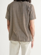 SAINT LAURENT - Striped Cotton-Jersey T-Shirt - Brown - S