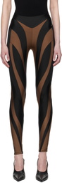 Mugler Brown & Black Shiny Lycra Leggings