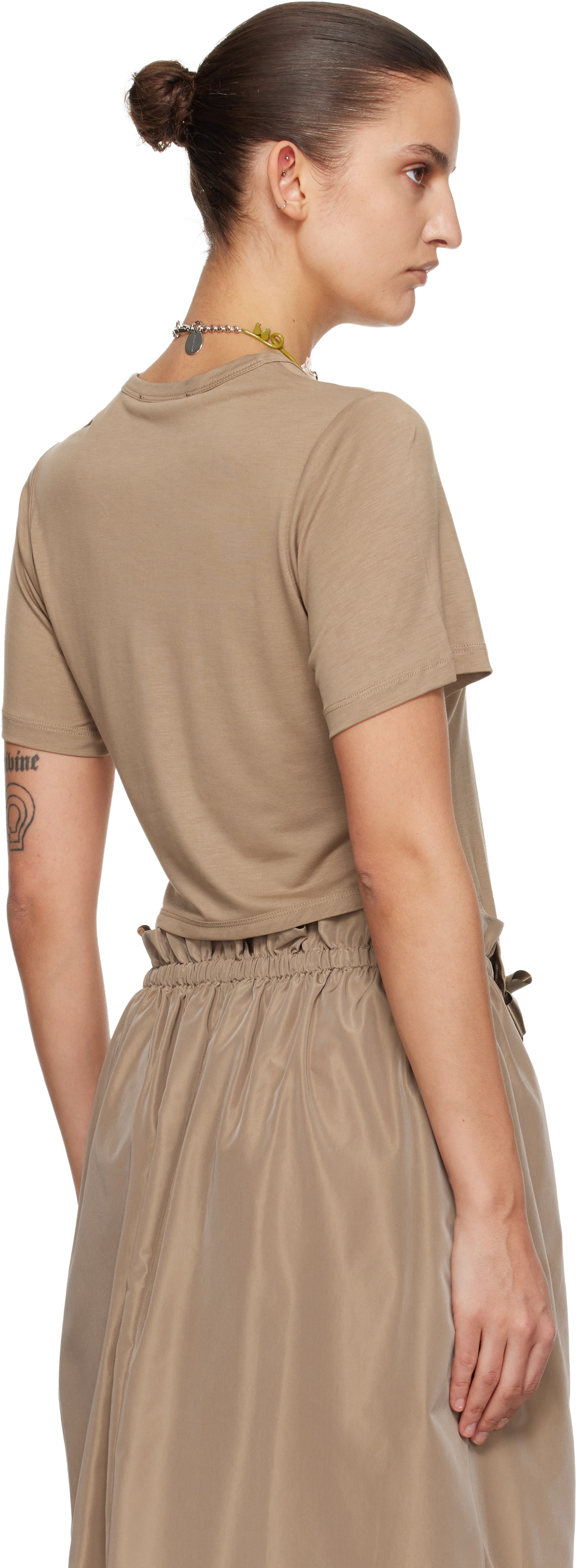 Simone Rocha Tan Bow Tail Easy T-shirt