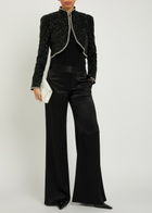 Alice + Olivia Ilaria Embellished Crepe Cropped Jacket Black