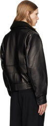 Ernest W. Baker Black Aviator Leather Bomber Jacket