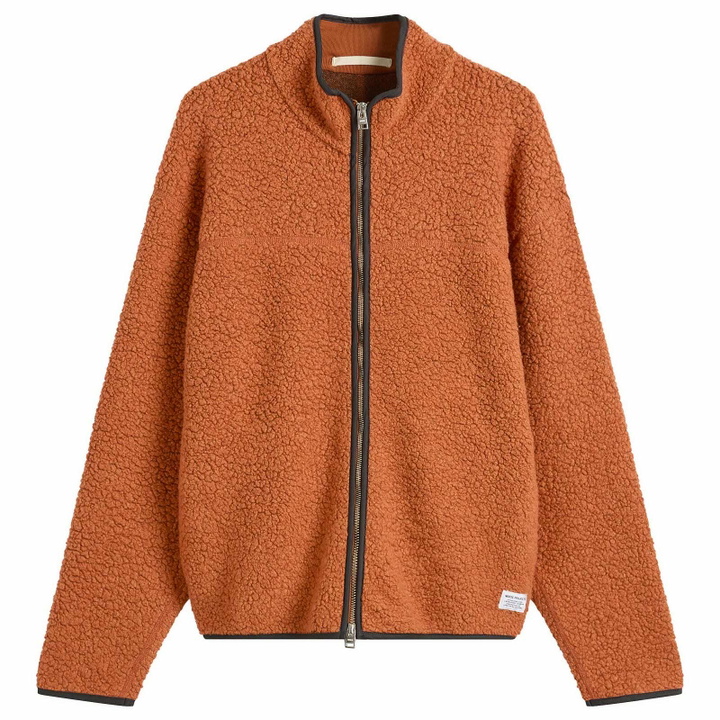 Photo: Norse Projects Men's Bjorn Sherpa Wool Fleece Jacket in Golden Orange