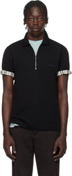 Ferragamo Black Zip Collar Polo