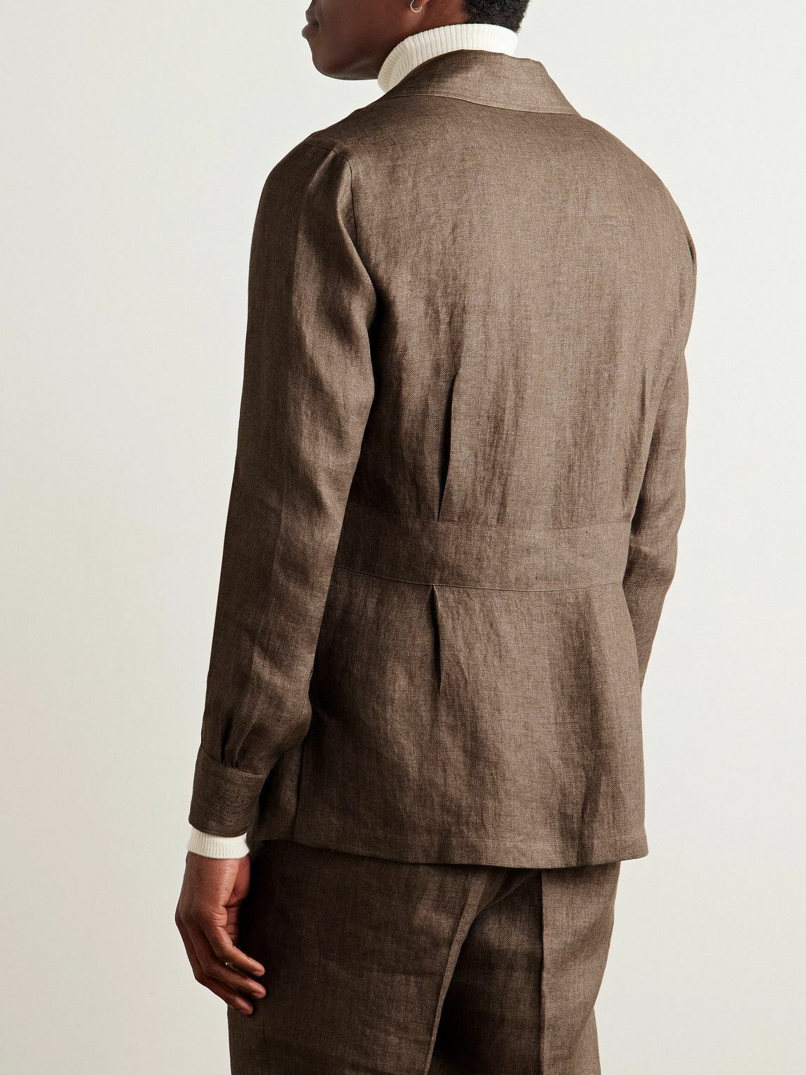 De Petrillo - Slim-Fit Camp-Collar Linen Overshirt - Brown De Petrillo