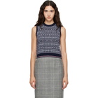 Thom Browne Navy Fairisle Jacquard Wool Sweater