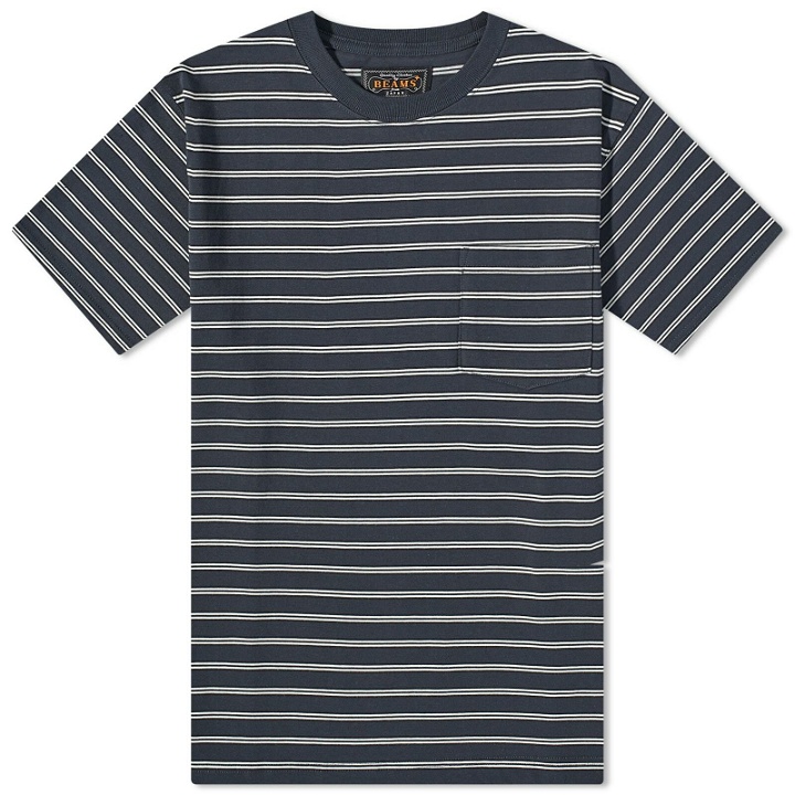 Photo: Beams Plus Men's Multi Stripe Pocket T-Shirt in Grey