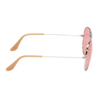 Ray-Ban Silver and Pink Aviator Sunglasses