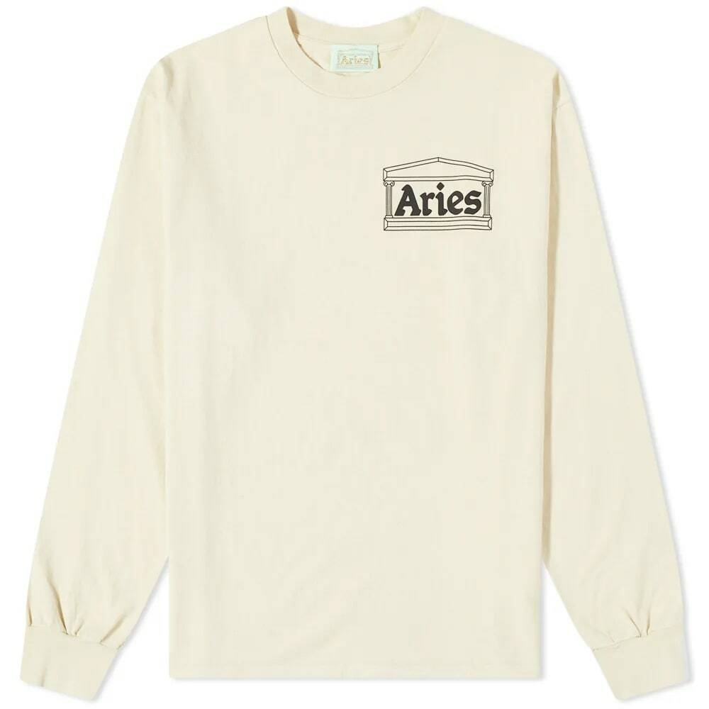 Photo: Aries Men's Long Sleeve Temple T-Shirt in Alabaster