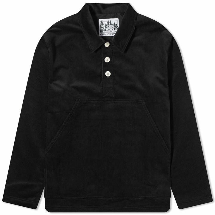 Photo: Café Mountain Men's Cord Leisure Popover Smock Jacket in Coal Black